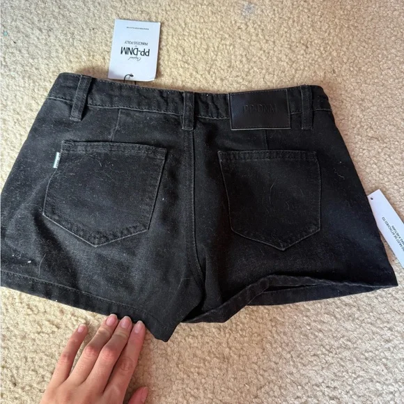 Princess Polly Black Denim Shorts with Studs - Picture 3 of 4